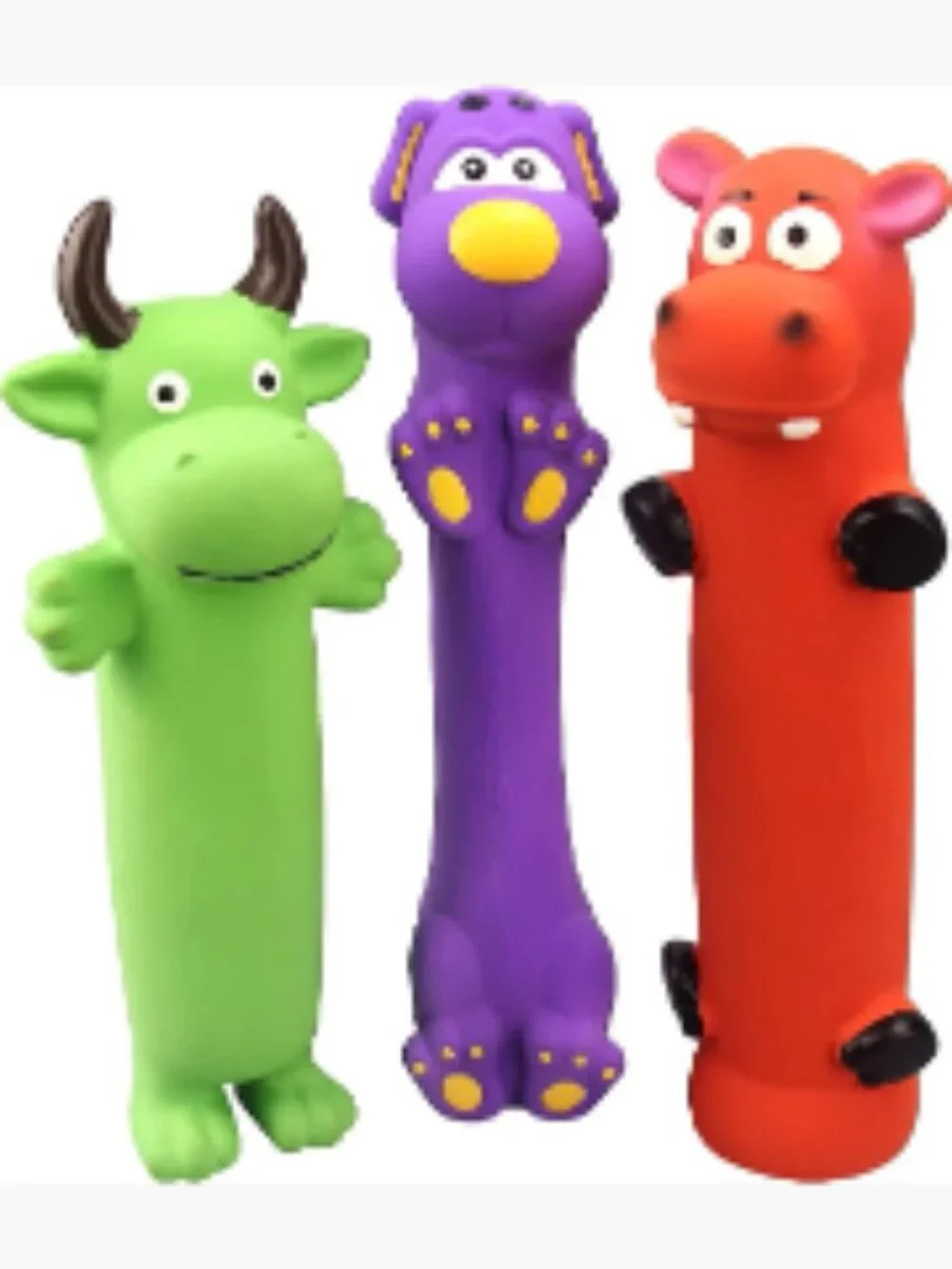 9" Squeaky Dog Toys - 3 Pack Natural Rubber Chew Toys for Small Dogs